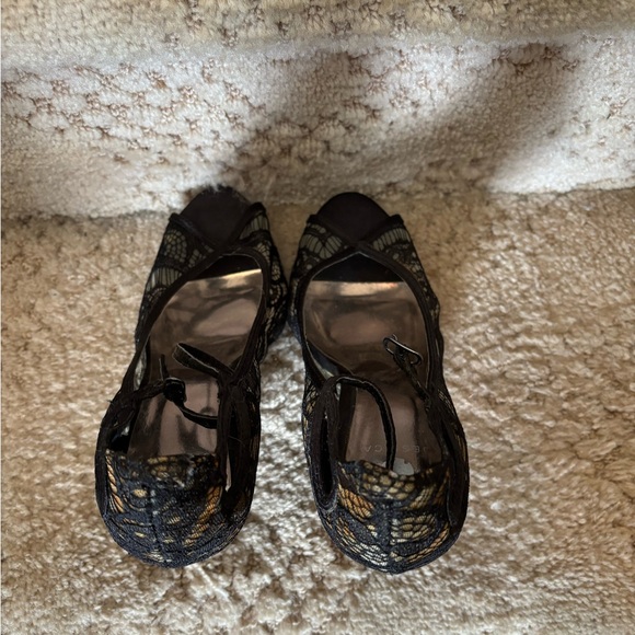 JESSICA BLACK LACE OPEN TOE HEELS - Picture 7 of 9
